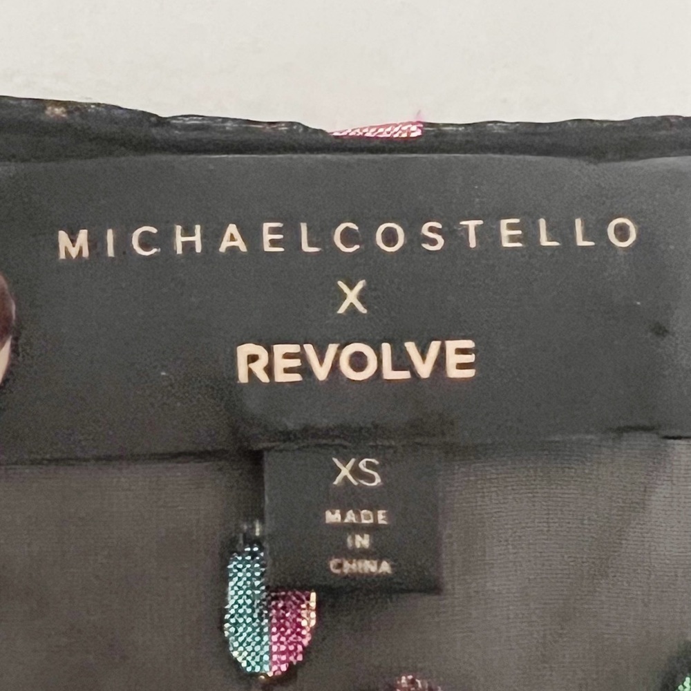 Revolve x Michael Costello Dot Dress Fringe Black Sheer Kimono Gypsy - Picture 4 of 4